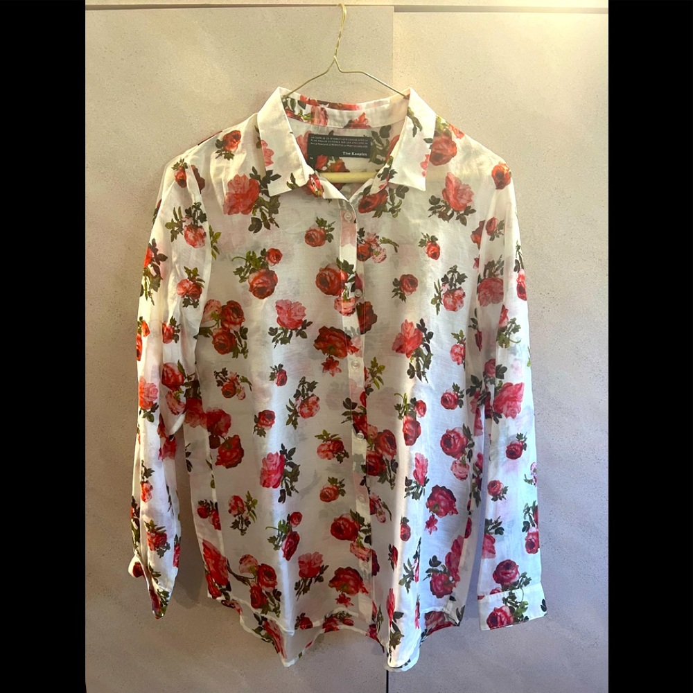 The Kooples White Floral Button Down Shirt